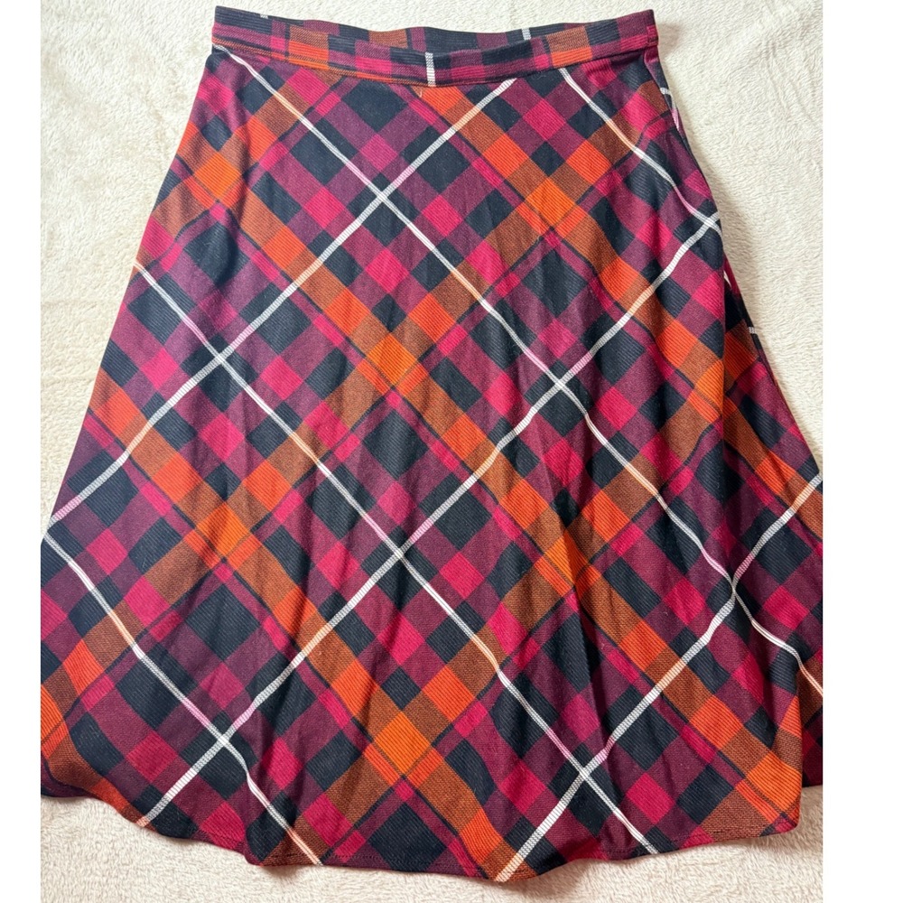 Christopher & Banks  Plaid A-Line Midi Skirt Small Autumn Dark Academia Witchy